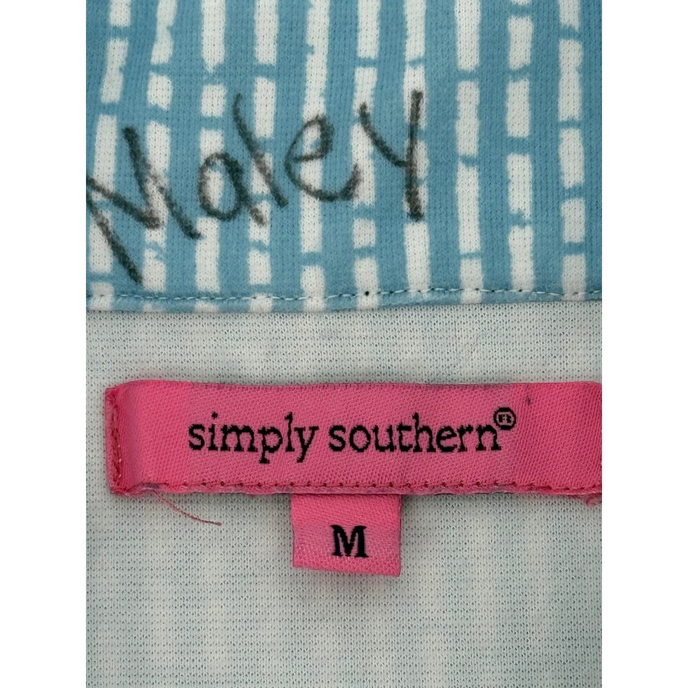 Simply‎ Southern Blue White Dash Print Sleeveless Shift Dress Women Navy Sz M - Picture 7 of 9